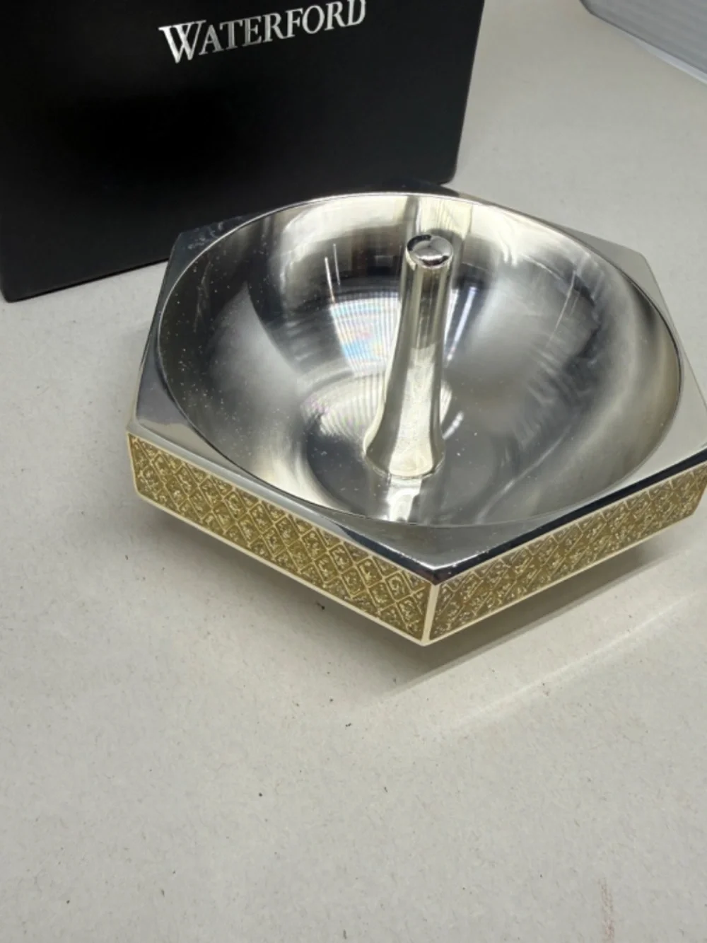 NIB Waterford Lismore Diamond Silver Ring Holder